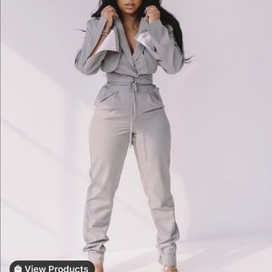 Super hot 2pc high waisted cropped wrap blazer set